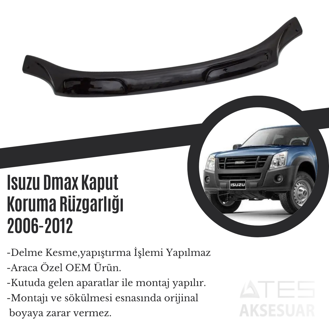 46.png Isuzu Dmax Kaput Koruma Rüzgarlığı 2006-2012 - Görsel 1