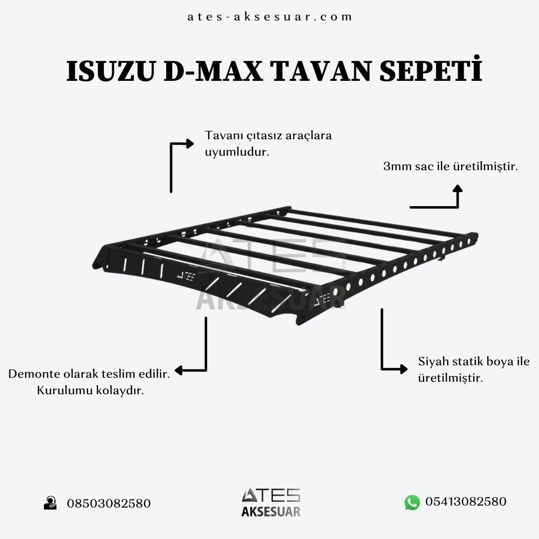 5.jpg Isuzu D-Max (2012 ve Sonrası) Pickup Tavan Sepeti - Görsel 1